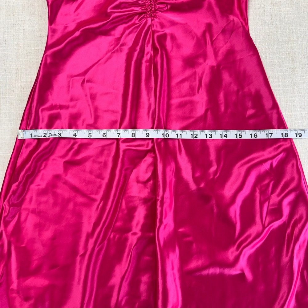 A New Day Hot Pink Satin Ruched Midi Slip Dress‎ Small Y2K Barbiecore Party - Picture 7 of 11